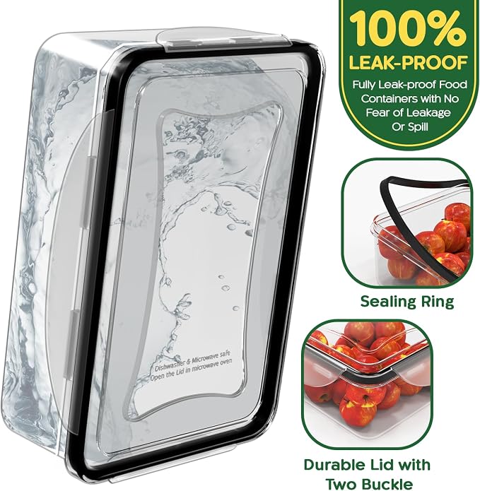 RockBerry 66 Pcs Food Storage Containers with Lids Airtight | Total 19075ML Stackable Kitchen Bowls Set(31 Containers,31 Lids) BPA Free Leak proof Plastic Boxes-Microwave safe