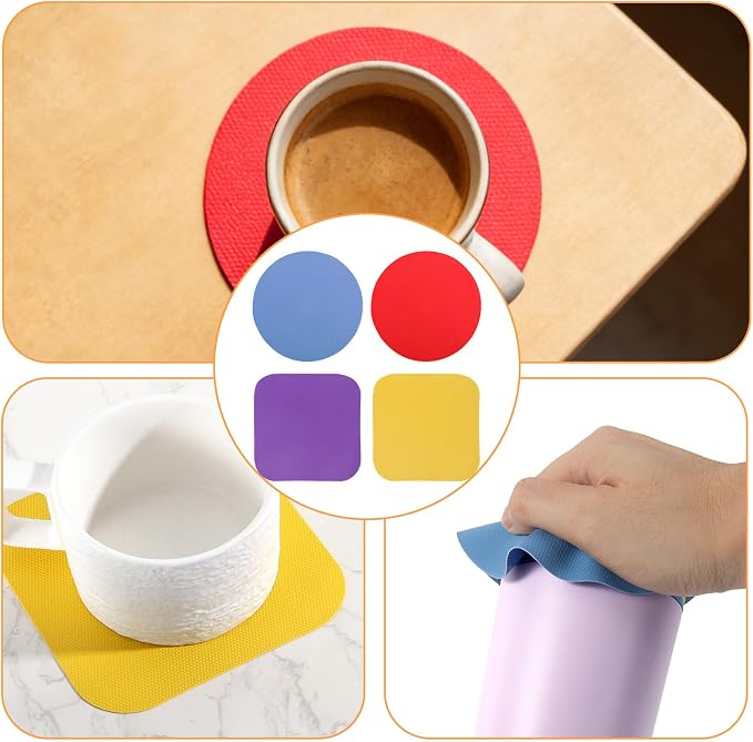 LUTER 4pcs Jar Opener Gripper Pads, Bottle Lid Cap Gripper Pads | Round & Square Rubber Jar Opener Mats for Seniors with Weak Hands Multi-Function Non-Slip Kitchen Coasters Gadgets (4 Colors)
