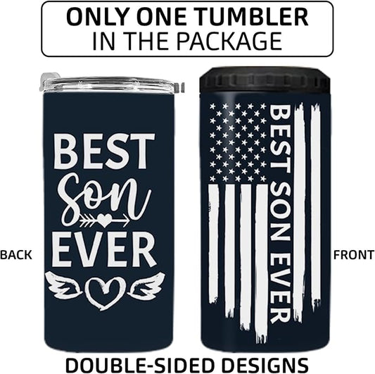 4-IN-1 Can Cooler, 16 Oz Stainless Steel Water Bottle for Son | Son Gifts From Mom And Dad, Beer Can Holder, Birthday Gifts for Son, Keep Warm, Keep Cold