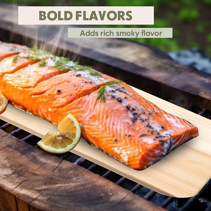 6 Pcs XL XXL Large Rounded Corners Cedar Planks for Grilling Thicker Full Filet of Meat Fish Veggies Adding Smoke and Flavor Soaking Fast for Thanksgiving Christmas