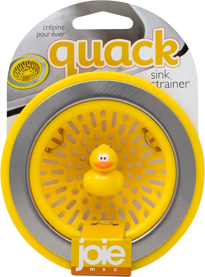 Joie Quack Kitchen Sink Strainer Basket Garbage Disposal Drain Cover, Duck | Fits All Standard Sinks, Keeps Unwanted Food Particles Out Kitchen Sink Drain, Measures 4.5” x 4.5”