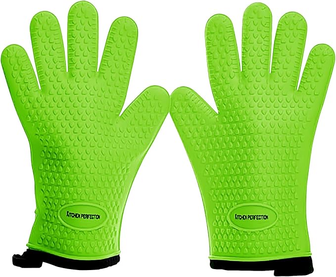 KITCHEN PERFECTION S Silicone Griddle Gloves - Heat Resistant Oven Mitts | Waterproof, 5-Finger Design For A Better Grip, Best Griddle Grilling Accessories, Compatible with Blackstone, Weber & More