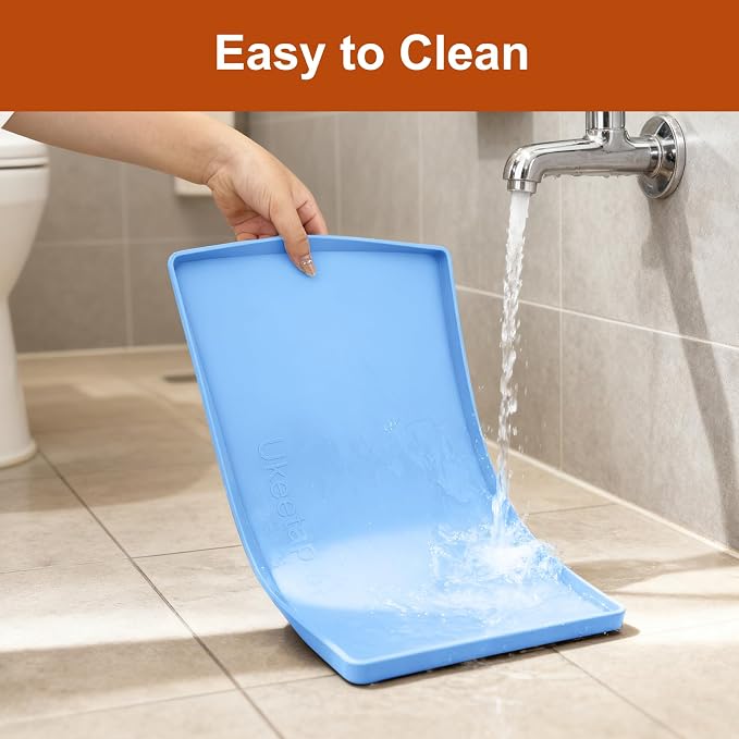 ukeetap 19" x 12" Extra Thick Silicone Mat Waterproof with Raised Edge, BPA Free Non-Slip Dog & Cat Food Mat, Feeding Mat for Food and Water Bowls, Spill Proof Mat to Protect Floors, Blue