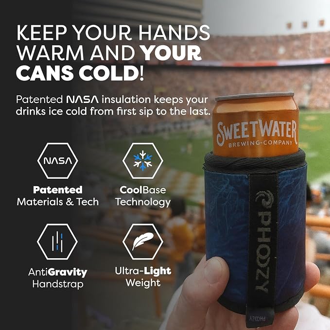 PHOOZY Insulated Can Cooler for 12 oz Cans - Patented Drink Sleeve with NASA-Inspired Technology - Keeps Beer, Soda & Sparkling Water Cold Longer - Lightweight Outdoor Can Holder - Blue