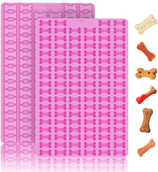 2 PCS Mini Silicone Molds, 212 Cavity Non-Stick Silicone Molds for Baking Biscuits, Cookie, Candy, Chocolate, Jelly Pet Treats Mold (Mini Dog Bone)
