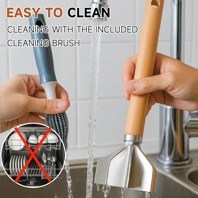 Stainless Steel Meat Masher, Meat Chopper, 11 Inch with Cleaning Brush | Ground Beef Chopper Tool, Hamburger Smasher Tool for Hamburger Meat, Ground Beef, Turkey, or Potatoes
