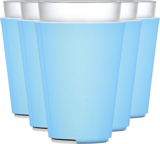 TahoeBay Blank Pint Glass Sleeves, Beer Coolers, 6-Pack, Placid Blue | Insulating Foam Cooler, 16oz Collapsible Tapered Beverage Holder, Bar Cup Insulator for Transfer Vinyl, HTV, Sublimation, DTF