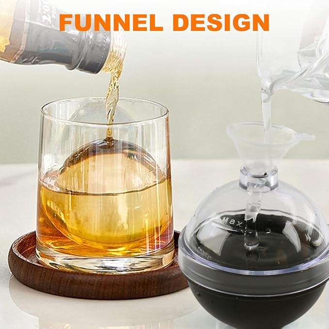 Set of 4 Round Ice Cube Mold, 2.4 Inches Ice Ball Mold for Whiskey | BPA Free, Reusable, Silicone, Easy to Peel Off, with Lid,Suitable for Refrigerator Use