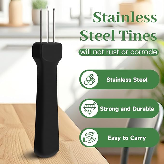 3-Prong Sausage Pricker, Stainless Steel, 5.5" | Air Release Tool for Casings