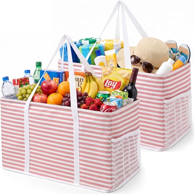 Lifewit Extra Large Tote Bag, Reusable Grocery Bags with Metal Wire Frame and Handles