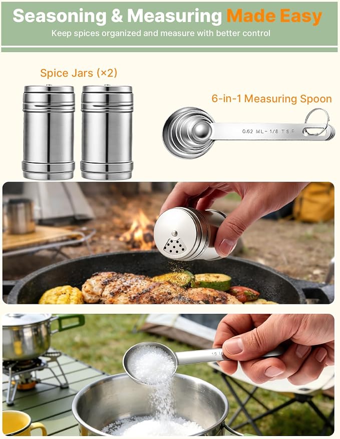 Gaialoop Portable Camping Cooking Utensils Set, Camp Kitchen Set with Organizer Bag, RV Essentials Outdoor Cooking Utensil Kit for Travel, Picnics, Camping, BBQs, Parties