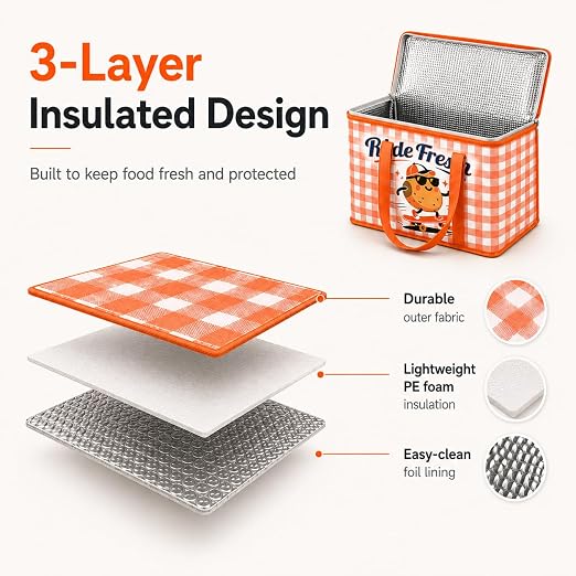 2Pk Insulated Reusable Grocery Bags, Collapsible Cooler Bag for Groceries, Heavy Duty Large Insulated Bag 16''x9''x13'',