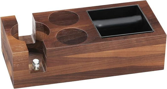 Espresso Accessories Set, Knock Box and Tamping Station, 1 Pack (Brown) | Houseables Coffee Stirrer WDT Tool, Latte Art Pen for Espresso and Cappuccino, Black Brown Silver