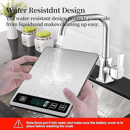 Food Scale, 22lb/10kg Digital Kitchen Scale Weight Grams and Ounces with 0.1oz/1g Precision, 6 Units and Tare Key Design, LCD Display & Stainless Steel Panel for Baking, Cooking, Postage