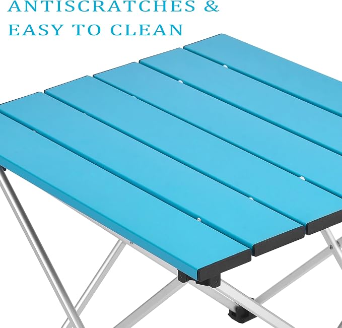Grope Portable Camping Table,Aluminum Folding Beach Table (Deep Blue-M) | Portable & Easy to Carry, With Carry Bag for Camping, Prefect for Outdoor, Picnic, BBQ, Cooking, Festival, Beach, Home Use