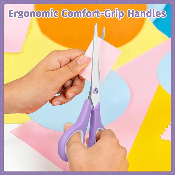 3-Pack 8.5" Ultra Sharp Stainless Steel Scissors - Premium All Purpose for Office, Crafts, Sewing, Home & School | Comfort-Grip Ambidextrous (Left & Right Handed)
