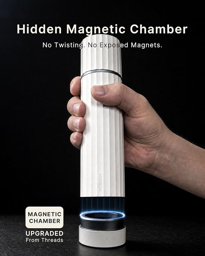 Manual Metal Salt Grinder Refillable, Titanium Alloy for Dry Salt | Titanium Alloy Core, 60+ Settings, High-Output Grinding, Dual Bearings, Magnetic Powder Chamber