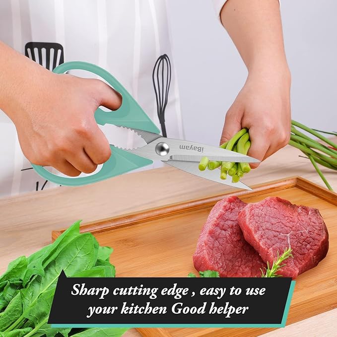 iBayam 1-Pack Kitchen Scissors All Purpose Kitchen Shears Heavy Duty 8.5" | Cooking Scissors with Protective Sheath for Food, First Apartment Camper Essentials, Home Kitchen Gadgets, Utensils