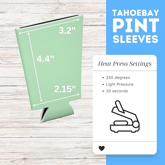 TahoeBay Blank Pint Glass Sleeves, Beer Coolers, 6-Pack, Mint | Insulating Foam Cooler, 16oz Collapsible Tapered Beverage Holder, Bar Cup Insulator for Transfer Vinyl, HTV, Sublimation, DTF