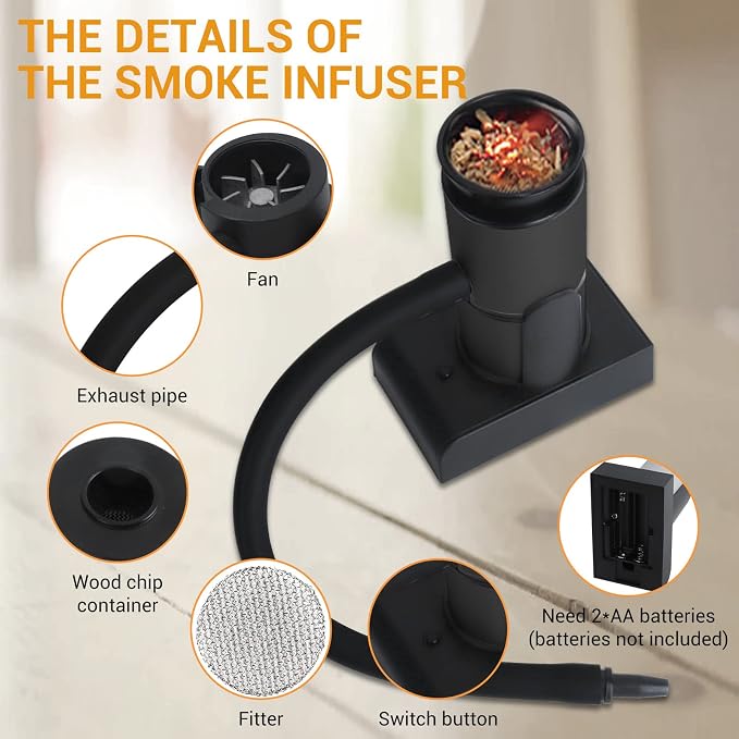 BORUiT SK305 Smoking Gun, Portable Handheld Smoke Infuser,Cocktail Smoker, Food Smoker Kit for Any Meat Cocktail Cheese BBQ Steak Beef, Sausage, Vegetable Salad,Drinks,Smoking Accessories (Black)