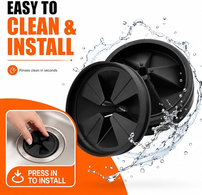 Garbage Disposal Splash Guard, 3 3/8" Upgraded for InSinkErator Evolution Series QCB-AM Sink Baffle Drain Insert, Kitchen Sink Splash Guard Sink Stopper Removable Garbage Disposer (Black 1 pcs)