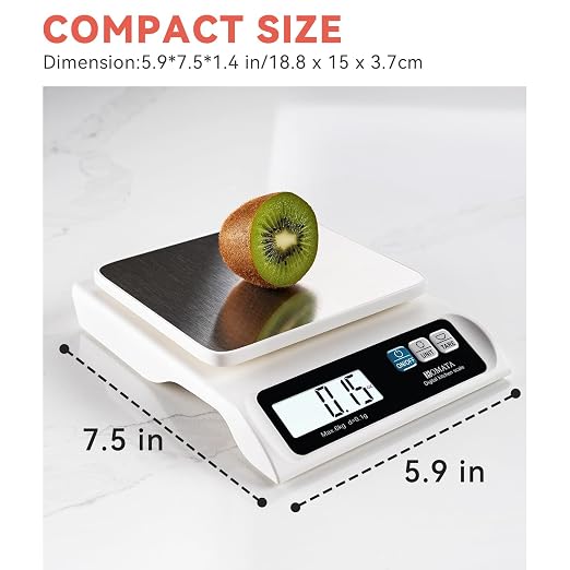 BOMATA 0.1g High Precision Food Scale, USB Rechargeable, 13lb Digital Kitchen Scale with Removable Stainless Steel Pan, Backlit LCD Display, for Cooking, Baking B621 White