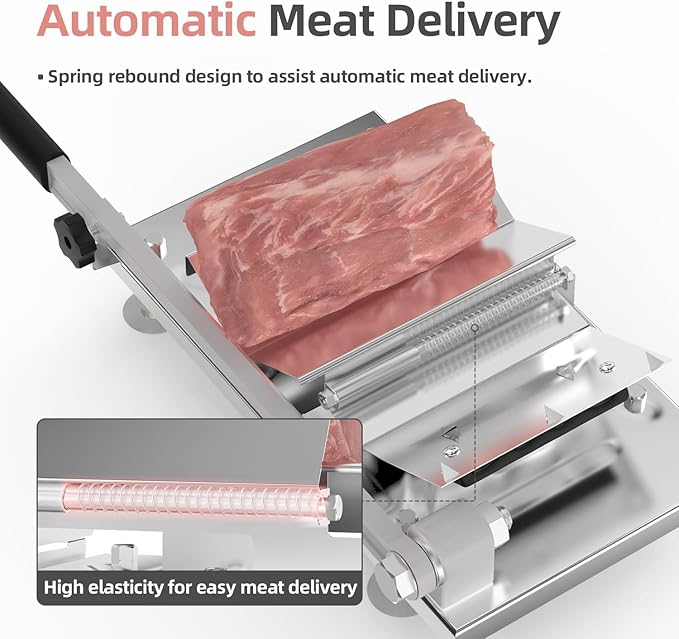Manual Frozen Meat Slicer for Hot Pot, Upgraded Stainless Steel Meat Cutter for Beef Mutton Pork Roll, Food Slicer Machine for Shabu Shabu, BBQ, Sandwiches, KBBQ Home Cooking