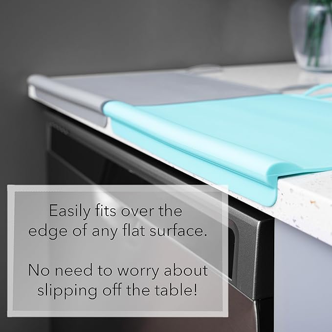 Table Tyke Placemat XL Silicone Baby Placemat with Teething Edge Bumper - Waterproof Toddler Table Mat for Eating, BPA Free, Dishwasher Safe (Grey)