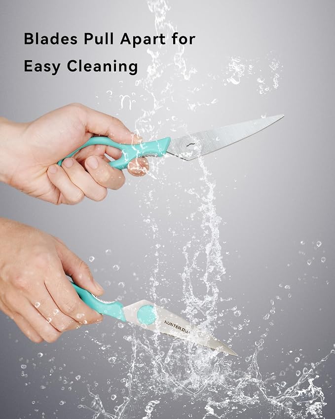 Kitchen Scissors for Food, HUNTER.DUAL Heavy Duty Come Apart Poultry Shears for Cooking, All Purpose for Cutting Chicken, Meat, Fish & Vegetables (Auqa, 8.35 Inch)