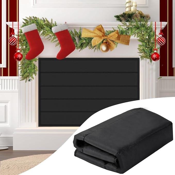 Fireplace Cover, Magnetic Fireplaces Blocker Blanket Stops Heat Loss, Indoor Fire Place Draft Stopper Save Energy, Magnetic Fireplace Draft Cover for Iron Fireplaces Frame (36"x32")