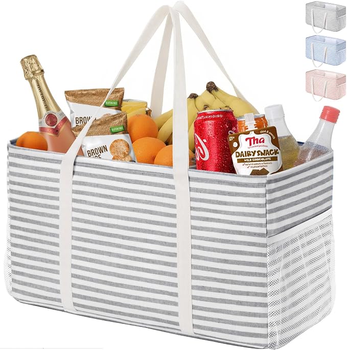 Lifewit Extra Large Tote Bag, Reusable Grocery Bags with Metal Wire Frame and Handles