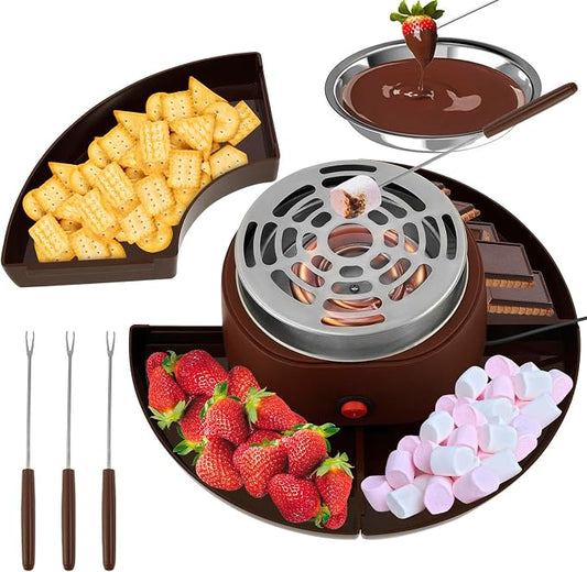 2-In-1 S'mores Maker & Chocolate Fondue Set, 280W Tabletop Indoor S'mores Kit with 10 Accessories, Maximum Disk Diameter 30 Cm, Electric Marshmallow Roaster for Parties, Movie Nights & Gifts