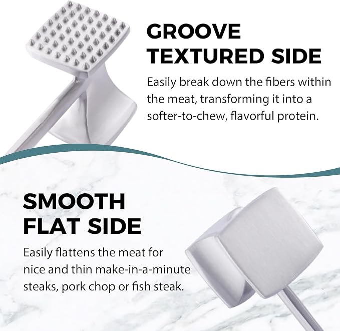 KITEXPERT Meat Tenderizer Hammer with Comfortable-Grip Handle, Dual-side Mallet for Kitchen, Heavy Duty Pounder For Tenderizing Steak, Beef and Fish, Blue