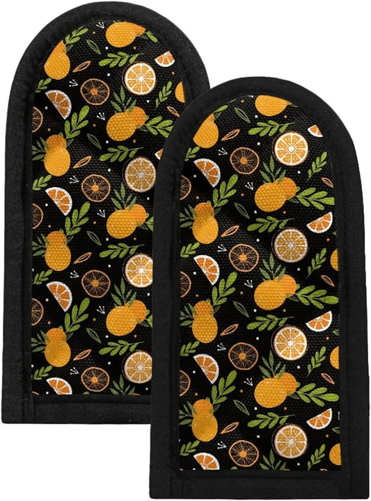 Coldinair Orange Leaves Print Cast Iron Hot Handle Covers Heat Resistant Pot Pan Sleeves Mitt for Kitchen Cooking Baking,2PCs Set
