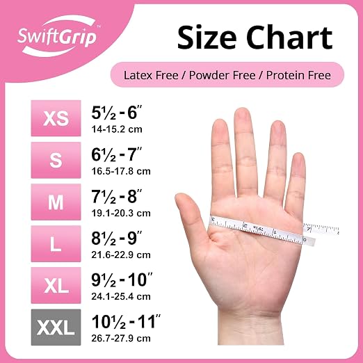 SwiftGrip Pink Disposable Gloves, X-Small, Disposable, Latex-Free, Food-Safe, Powder-Free, 1000-ct Case
