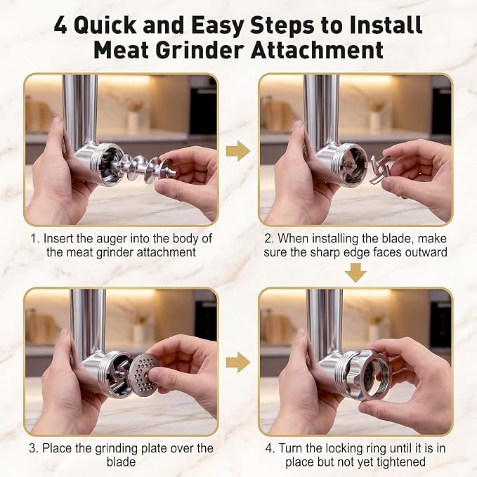 COFUN Stainless Steel Meat Grinder for KitchenAid Mixer | Meat Grinder with Meatball Maker, Sausage Stuffer, Dishwasher Safe, Compatible with All KitchenAid Stand Mixers