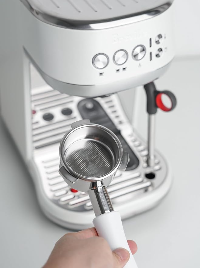 Normcore 54mm Bottomless Portafilter Fits Breville Sage Barista Express Machines, Barista-Grade Naked Espresso Tool, Included 18g Filter Basket, Anodized Aluminum Handle, White