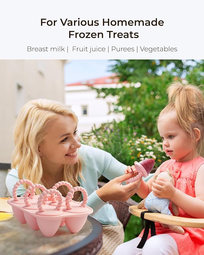 All-Silicone Baby Popsicle Molds with Sticks, AODISTUCE 1oz Popsicle Molds for Babies Breastmilk Popsicles Molds for Teething Relief, Frozen Treats Maker Popsicle Maker Ice Pop Mold for Toddlers Kids