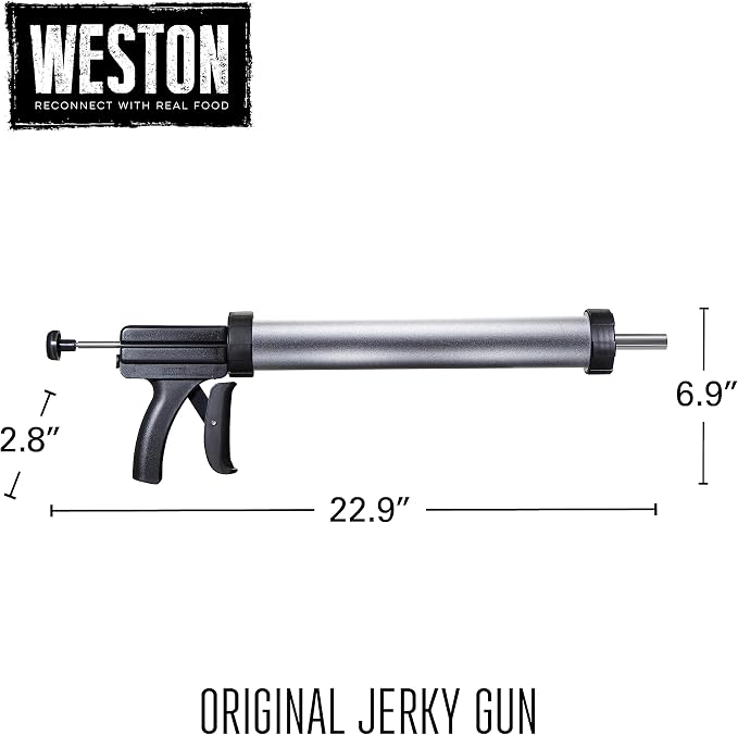 Weston Original Beef Jerky Gun Kit, Makes Flat and Round Snack Sticks, 1.5lbs Meat Capacity, With Sausage Funnel, 2 Nozzles, Stomper and Two Cleaning Brushes, Gifts for Men, Black (37-0150-W)