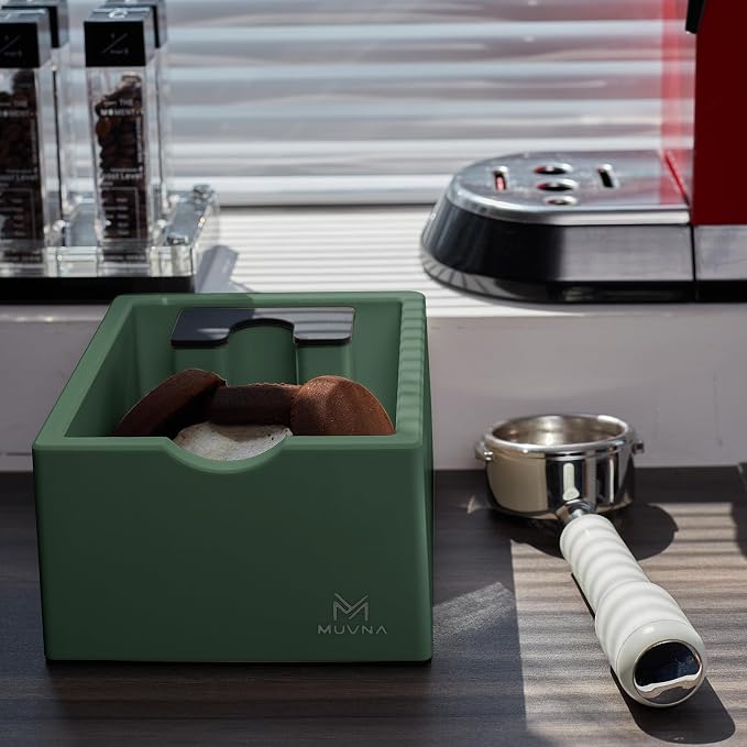 Espresso Knock Box, ABS Coffee Dump Bin for Espresso Grounds, Non-Slip Base Barista Tool, Sturdy and Compact Coffee Accessory for Unique Espresso Setup (Green)