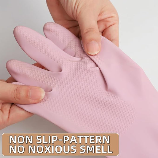 Dishwashing Rubber Gloves Reusable Kitchen Gloves 2Pairs Cleaning Gloves for Washing Dishes Long-lasting&Non-Slip