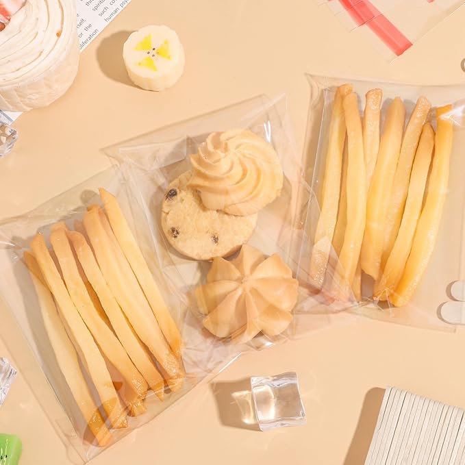 Ozera 200 Pcs Ice Pop Bags and Popsicle Sticks, Cakesicle Bags with Sticks | Clear Self-adhesive Cake Pop Bag, Candy, Chocolate Cookie, Family Gathering Party