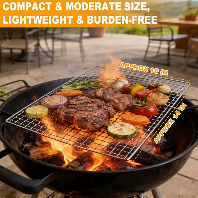 Grill Topper,3 PCS BBQ Grill Mesh Mat,14×10 Inch Mesh Baking Tray,Baking Rack Replacement Pad for Outdoor Barbecue, Camping & Picnics