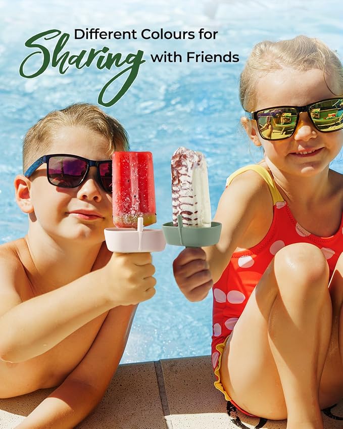 4Pack Drip-Free Silicone Popsicle Holders, AODISTUCE Popsicle Holder with Straw | with 2 Slots Fit Standard & Wide sized sticks Drip Free Popsicle Stick Holder Popsicle Drip Catcher