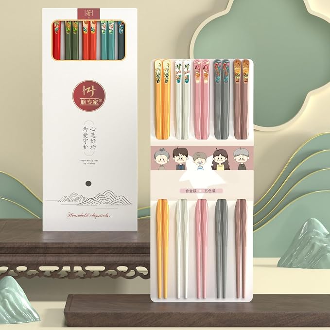 Reusable Fiberglass Chopsticks, 10 Pairs, Non-Slip, Dishwasher Safe (Wavy) | 9.5 Inch BPA-Free PET + Fiberglass, Heat Resistant To 120°C, For Sushi, Ramen, Noodles & Rice