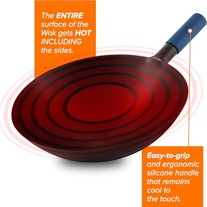 Nuwave Mosaic Induction Wok, Precise Temp Controls from 100°F-575°F in 5°F | Wok Hei, Infuse Complex Charred Aroma & Flavor, 3 Watts 600, 900 & 1500, Authentic 14-inch Carbon Steel Wok Included, Black