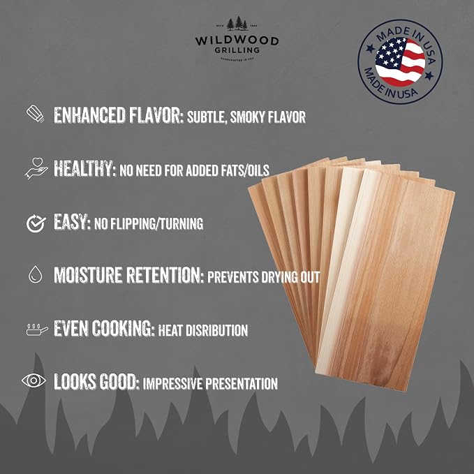 8-Pack 7x15 Cedar Grilling Planks for Whole Salmon Filet