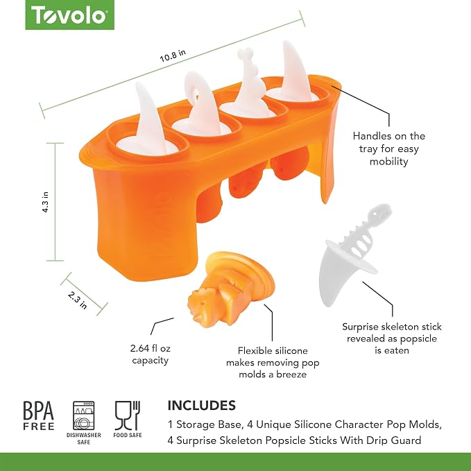 Tovolo, Freezer Pop Molds Dinos Set 4, 1 Count