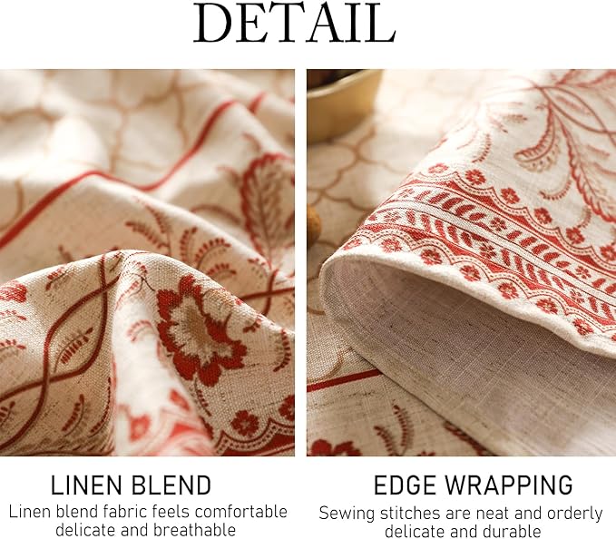 ISAENNE Designer Linen Floral Extra Long Rectangle Tablecloth,Pale Yellow Farmhouse Indoor Table Cloth,Durable Decor Tablecloths for Dining Kitchen Thanksgiving,67"*118"-Chamonix A