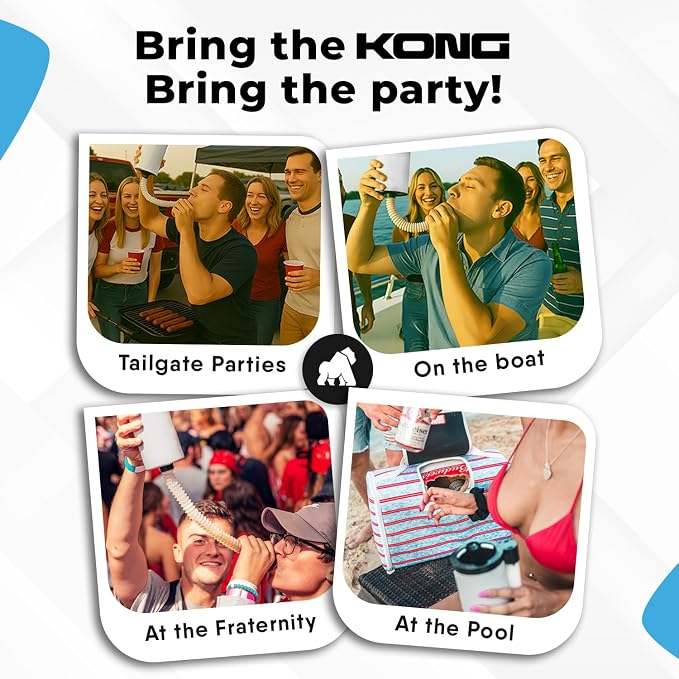 The Kong Skinny Can - Portable Coozie or Bottle Cooler/Cup With Detachable, Expandable, Hose To Funnel Your Drink (White)